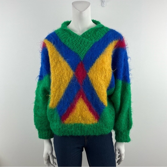 Handmade Colorful Geometric Sweater. Made in Scotland - Picture 2 of 11